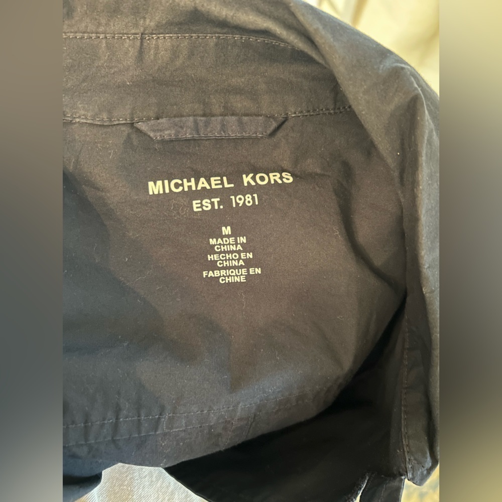 Michael Kors Shirt Jacket Mens Medium Stretch Long Sleeve Black Retail $148 - Picture 2 of 7
